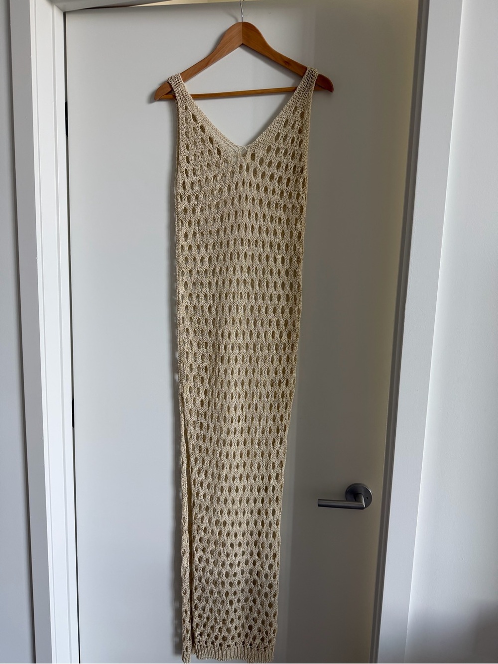 Sleeveless Crochet Maxi Dress in Cream